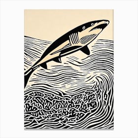Reef Shark II Linocut Canvas Print