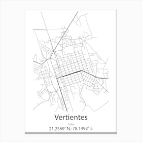 Vertientes,Cuba Minimalist Map Canvas Print