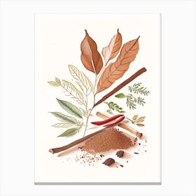 Cinnamon Bark Spices And Herbs Pencil Illustration 1 Canvas Print