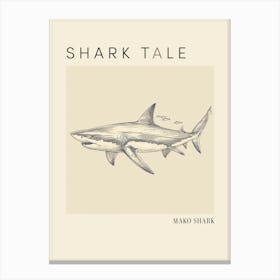 Mako Shark Vintage Illustration 4 Poster Canvas Print