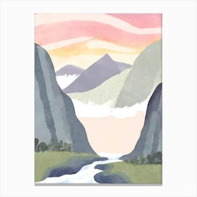Sunrise In The Mountains watercolor Canvas Print