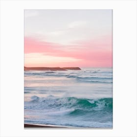 Crantock Beach, Cornwall Pink Photography 1 Canvas Print