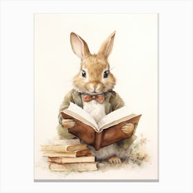 Bunny Reading Rabbit Prints Watercolour 11 Canvas Print