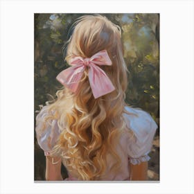 Girl With A Pink Bow Canvas Print