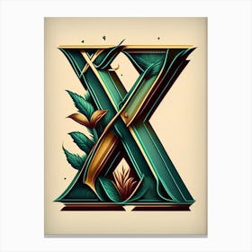 X  Letter, Alphabet Retro Drawing 2 Canvas Print