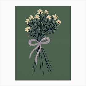 Floral Bouquet With Bow Sage Green and Cream Canvas Print