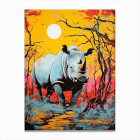 Pop Art Rhino In The Wild2 Canvas Print