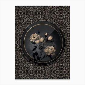 Shadowy Vintage White Rose Botanical in Black and Gold n.0128 Canvas Print