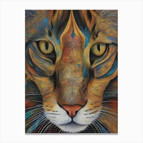 Abstract Art Of Tattoos Face Cat Canvas Print