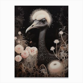 Dark And Moody Botanical Ostrich Canvas Print