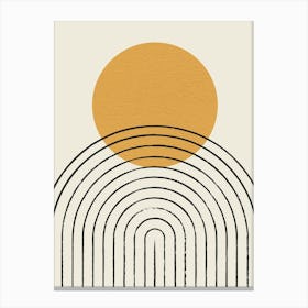 Sun Arch Arch Lines Full Gold - Minimal Abstract Mid-century Modern Canvas Print