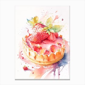 Strawberry Tart, Dessert, Food Storybook Watercolours 2 Canvas Print