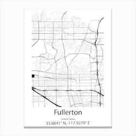 Fullerton,United States Minimalist Map Canvas Print