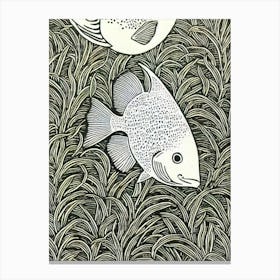 Unicornfish Linocut Canvas Print