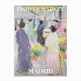 Vintage Flower Market Painting Madrid 3 Canvas Print