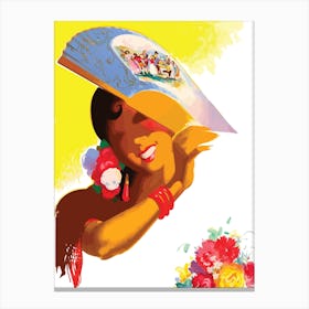 Spain, Girl With a Fan Canvas Print