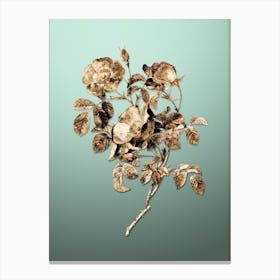 Gold Botanical Rose of Love Bloom on Mint Green n.4658 Canvas Print