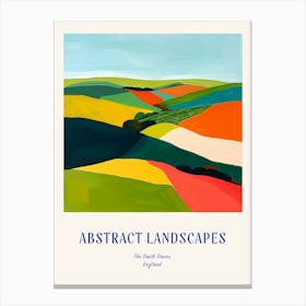 Colourful Abstract The South Downs England 4 Poster Blue Canvas Print