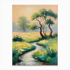 Stream In A Field Canvas Print