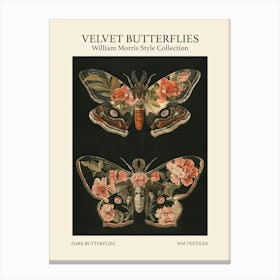 Velvet Butterflies Collection Dark Butterflies William Morris Style 5 Canvas Print