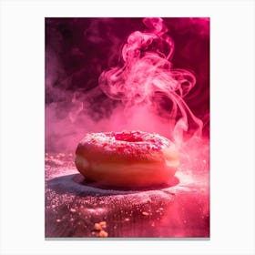 Pink Donut With Smoke Canvas Print