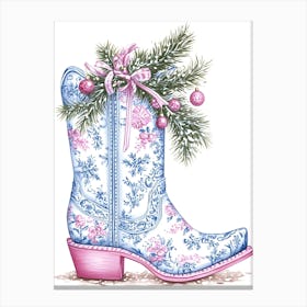 Christmas Cowboy Boot 1 Canvas Print