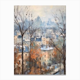 Winter City Park Painting Parc Des Buttes Chaumont Paris France 4 Canvas Print