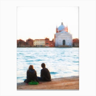 Sitting By The Giudecca Canal Venice Canvas Print