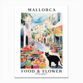 Food Market With Cats In Mallorca 4 Poster Canvas Print