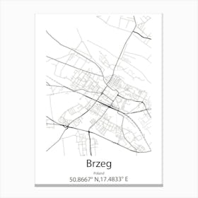 Brzeg Dolny,Poland Minimalist Map Canvas Print