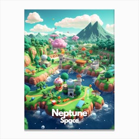 Neptune Travel Poster Bubble Planet 1 Canvas Print