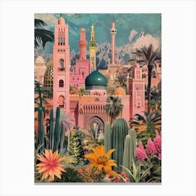 Morocco   Retro Collage Style 1 Canvas Print