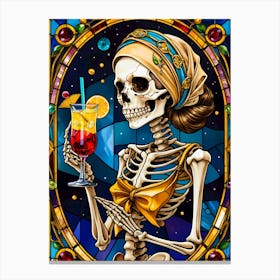 Skeleton drinking Cocktail Canvas Print