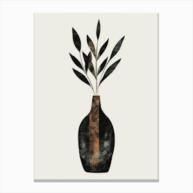 Vase With Leaves 6 Canvas Print