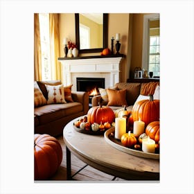 Living Room With Pumpkins 1 Canvas Print