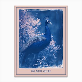 Peacock In The Wild Cyanotype Inspired 7 Poster Canvas Print