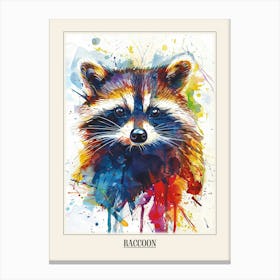 Raccoon Colourful Watercolour 1 Poster Canvas Print