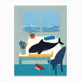 Whale At The Desk Canvas Print