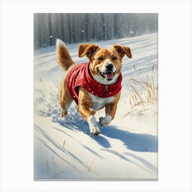 Dog In The Snow Canvas Print