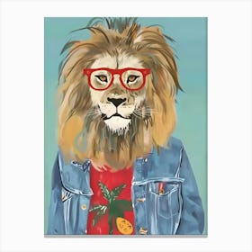 Lion In Glasses Canvas Print