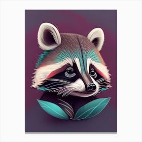 Aqua Cozumel Raccoon Digital Canvas Print