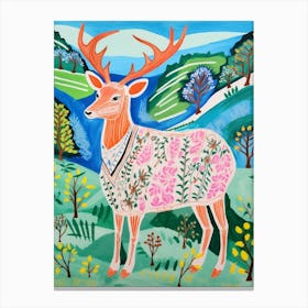 Maximalist Animal Painting Deer 1 Canvas Print