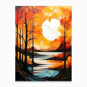 Sunset Over The Lake Canvas Print