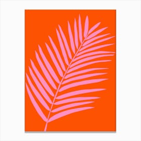 Palm Leaf Orange And Pink Canvas Print