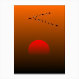 Migratory Birds Birds Sunset Canvas Print