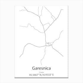 Garesnica,Croatia Minimalist Map Canvas Print