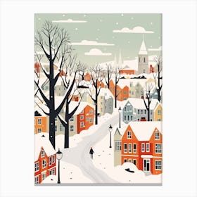 Retro Winter Illustration Southampton United Kingdom Canvas Print