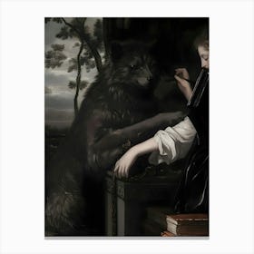 Dark Gothic Wolf And Girl Canvas Print