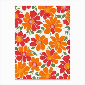 Morning Glory Floral Print Warm Tones 2 Flower Canvas Print