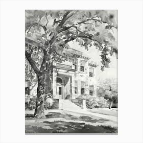 The Blanton Museum Of Art Austin Texas Black And White Watercolour 1 Canvas Print